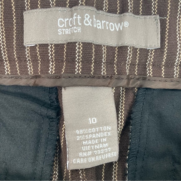 Croft & Barrow Womens Neutral Stripe Elastic Waistband Pants Size 10 Brown NWT - Picture 8 of 12